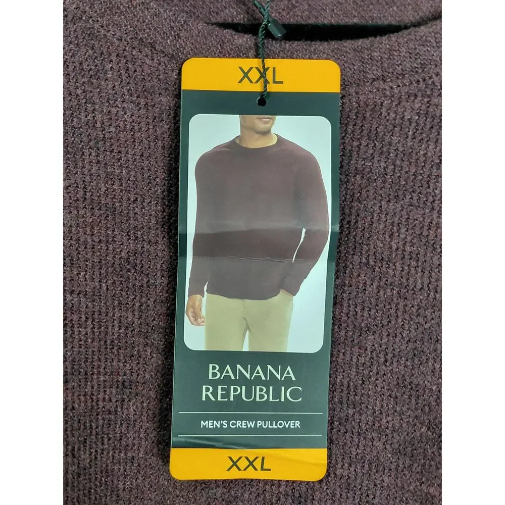 NWT Banana Republic Heathered Crew Neck Knit Stretch Sweater Men Size XXL